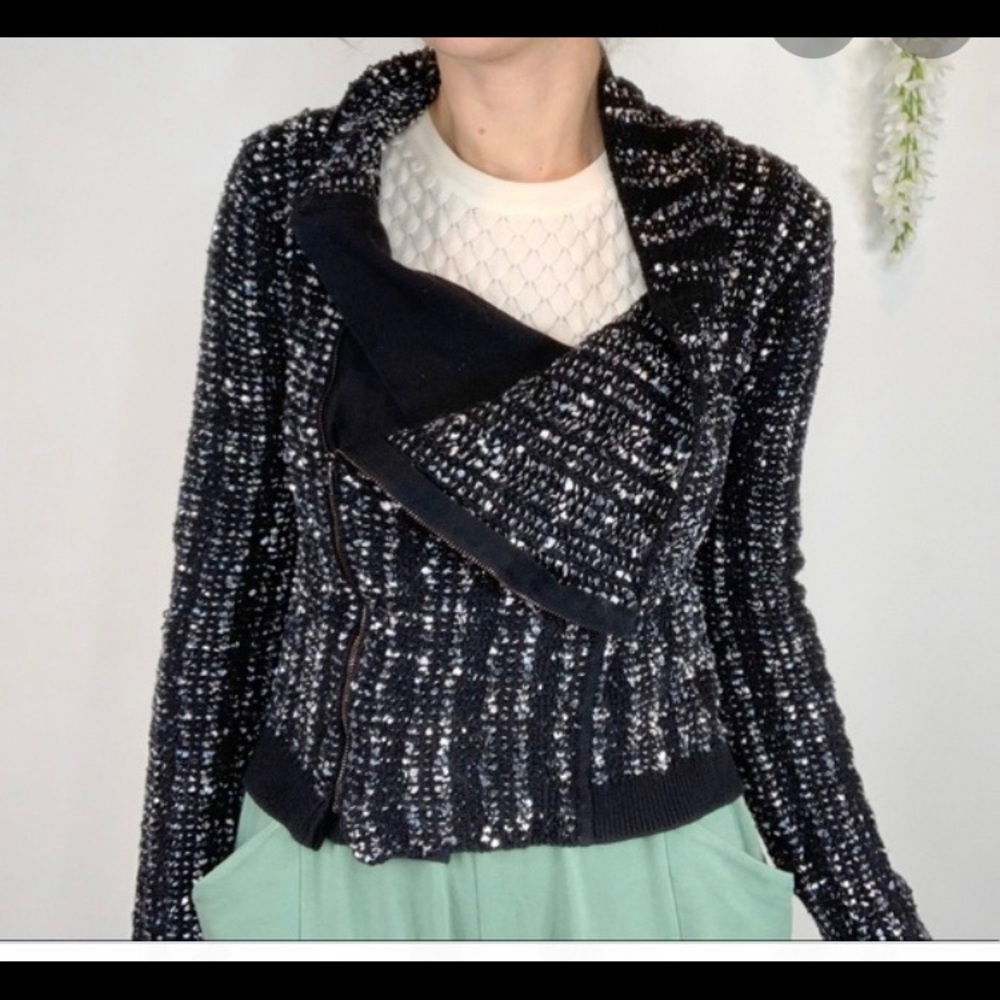 BCBGMaxAzria Black and White Tweed Sweater